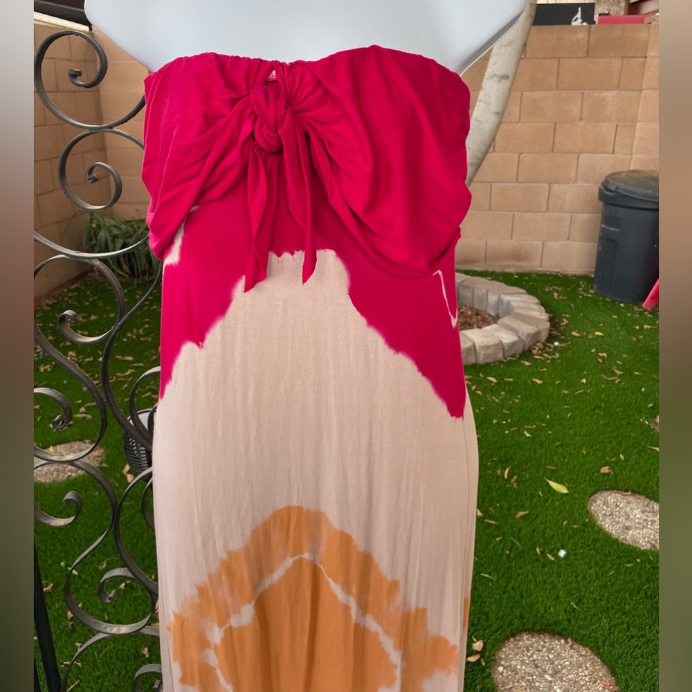 Young Fabulous & Broke Twist Tie Strapless Tie Dye Print Flowy Maxi Dress XS - Picture 2 of 16